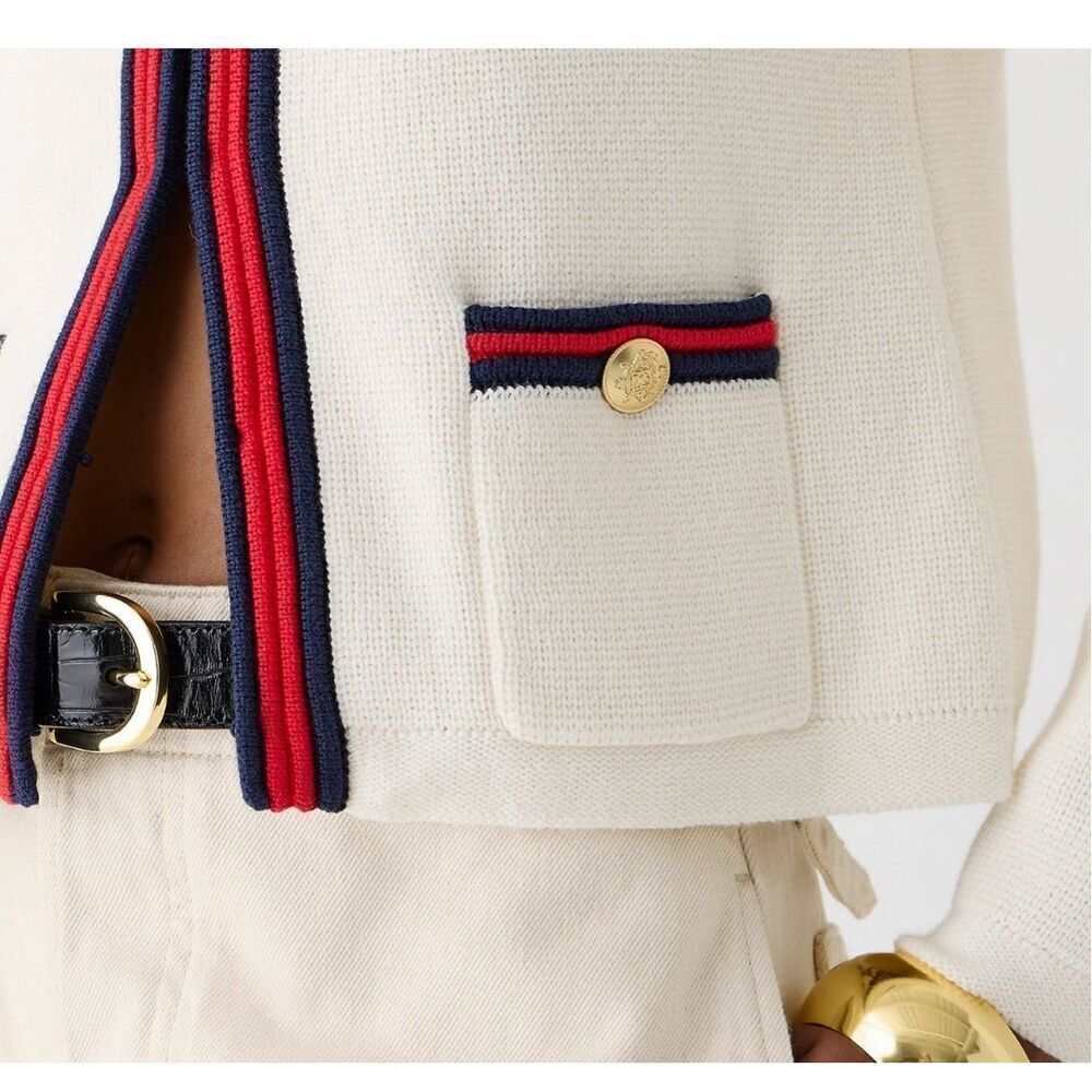 J.Crew Womens Cream Emilie Contrast Trim Ribbed Cardigan Size XXL - Picture 5 of 12